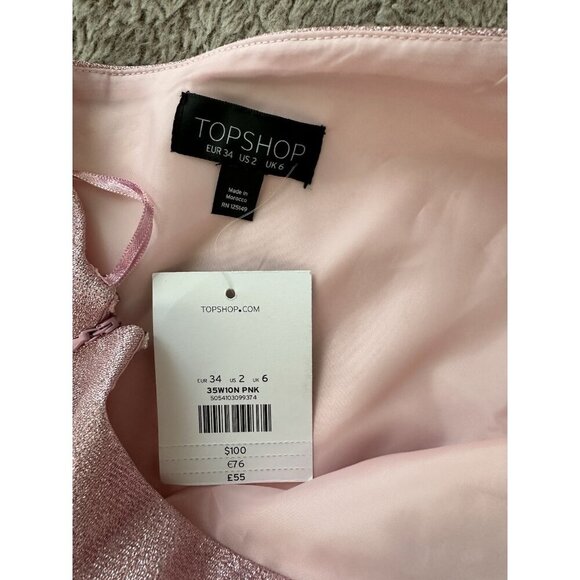 Topshop One Shoulder Glitter Textured Ruffled Mini Party Dress Pink Size 2 NWT - Picture 10 of 16